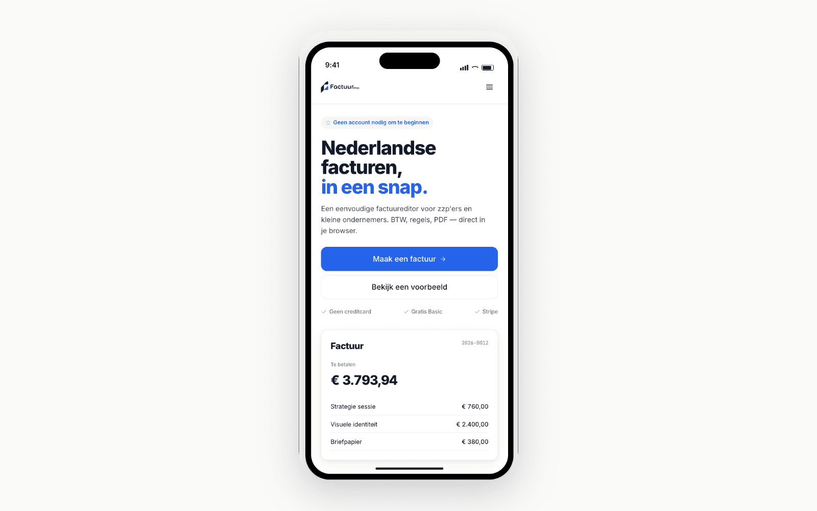 FactuurSnap — Mobiele weergave